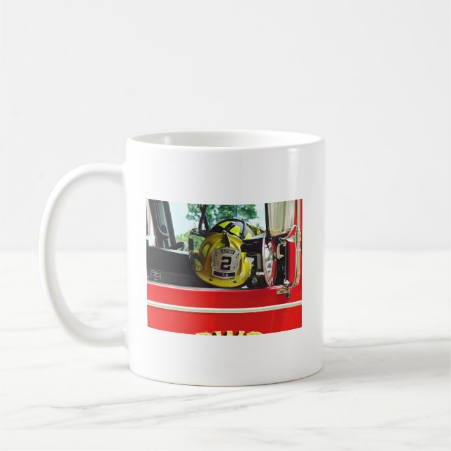 Brandmanshelmer Inuti Brandbil Kaffemugg (Vänster)