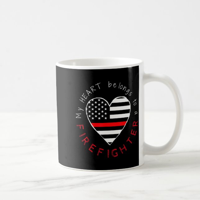 Brandmanska fru flickvän - Tunn röda linjen hjärta Kaffemugg (Höger)