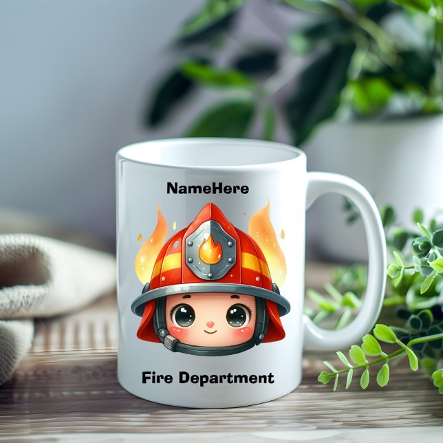 Brandmansmak i lycklig med flamma kaffemugg (Skapare uppladdad)