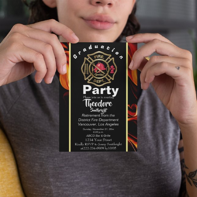 Brandmansmärke brandmansexamen inbjudningar (Skapare uppladdad)