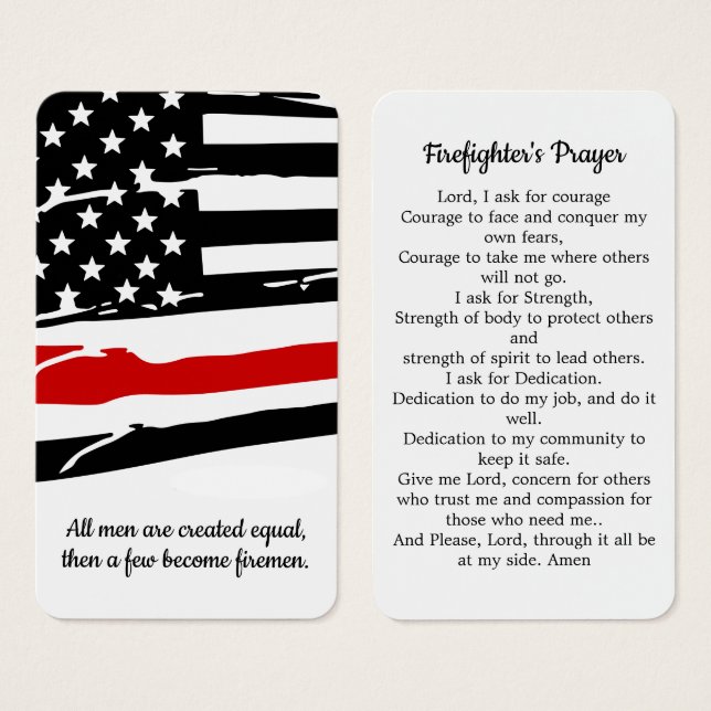 BrandmansPrayer Card Thin Red Line Studenten Visitkort (Framsida & baksida)