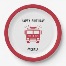 Brandmotor | Fire Lastbil Birthday Tallrikar