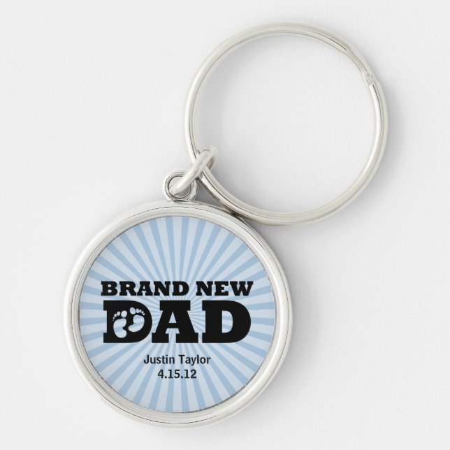 Brandnew pappapersonlig Keychain Rund Silverfärgad Nyckelring (Framsidan)