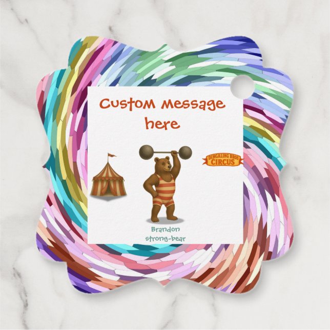 Brandon, circus strong-bear gåvor etiketter (Baksida)