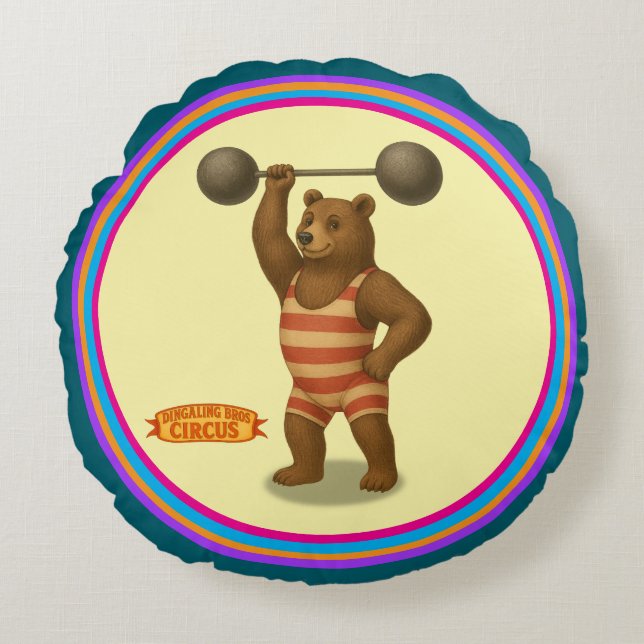 Brandon, cirkus starkbjörn rund kudde (Framsidan)