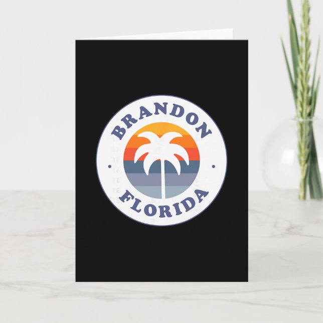 Brandon Florida Fl Retro Solnedgång Palmträd Souve Kort (Framsida)