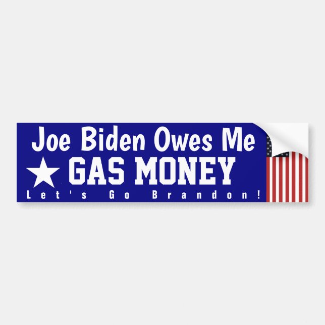 Brandon Owes Me Gas Money Bumper Sticker Bildekal (Framsidan)