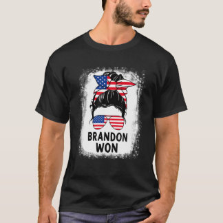 Brandon Won Messy Bun Women Lets Go Bleached T Shirt