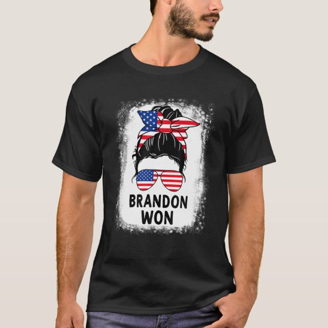 Brandon Won Messy Bun Women Lets Go Bleached T Shirt (Framsida)