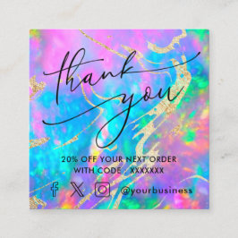 brandoptisk tack för ditt rabattkort fyrkantigt visitkort