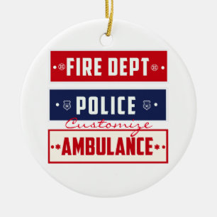 Brandpolisens ambulans Thunder_Cove Julgransprydnad Keramik