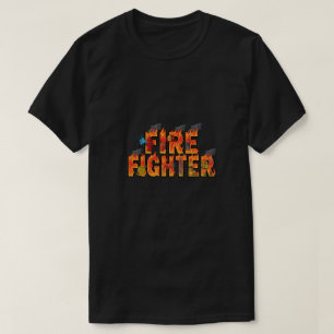 Brandskrift typografi konst med flammor & räddning t shirt