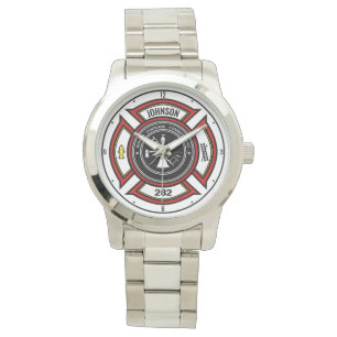 Brandskyddsavdelningen ADD NAMN Firefighter Badge Armbandsur