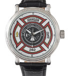 Brandskyddsavdelningen ADD NAMN Firefighter Badge  Armbandsur<br><div class="desc">Brandskyddsavdelningen ADD NAMN Fireman Firefighter Badge design - Emblem with Helmet and Ax. Anpassa med ditt namn,  Station/avståndsnummer och plats.</div>