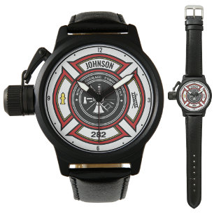 Brandskyddsavdelningen ADD NAMN Firefighter Badge Armbandsur