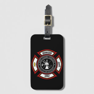 Brandskyddsavdelningen ADD NAMN Firefighter Badge Bagagebricka