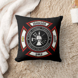 Brandskyddsavdelningen ADD NAMN Firefighter Badge  Kudde