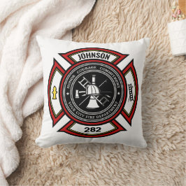 Brandskyddsavdelningen ADD NAMN Firefighter Badge  Kudde