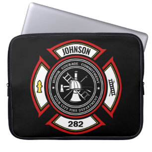 Brandskyddsavdelningen ADD NAMN Firefighter Badge Laptop Fodral
