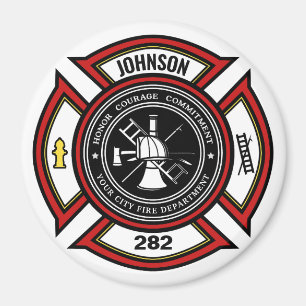 Brandskyddsavdelningen ADD NAMN Firefighter Badge Magnet