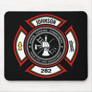 Brandskyddsavdelningen ADD NAMN Firefighter Badge Musmatta