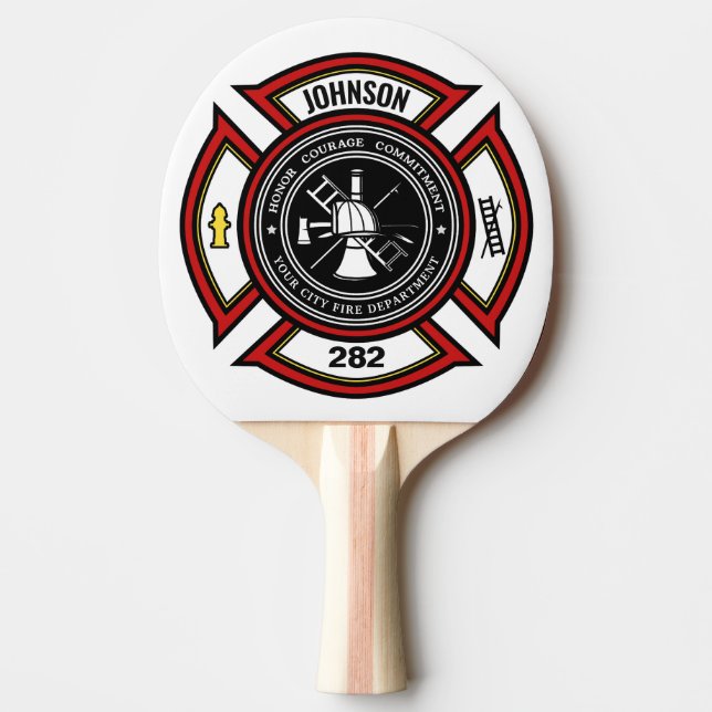 Brandskyddsavdelningen ADD NAMN Firefighter Badge  Pingisracket (Framsidan)