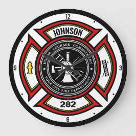 Brandskyddsavdelningen ADD NAMN Firefighter Badge  Stor Klocka