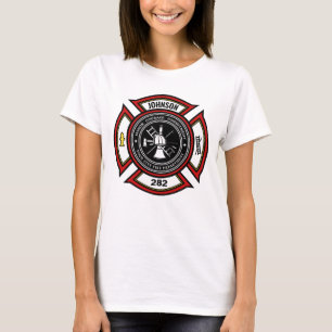 Brandskyddsavdelningen ADD NAMN Firefighter Badge  T Shirt