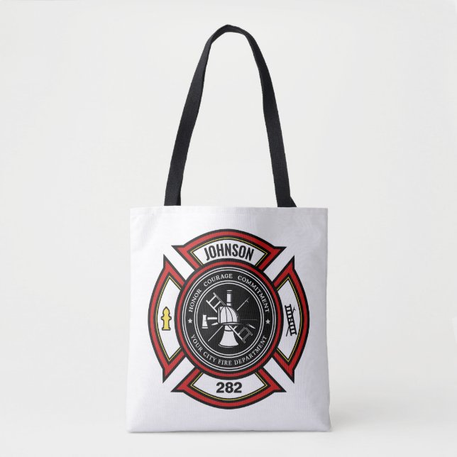 Brandskyddsavdelningen ADD NAMN Firefighter Badge  Tygkasse (Framsida)