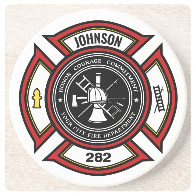 Brandskyddsavdelningen ADD NAMN Firefighter Badge  Underlägg (Skapare uppladdad)