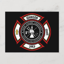 Brandskyddsavdelningen ADD NAMN Firefighter Badge  Vykort