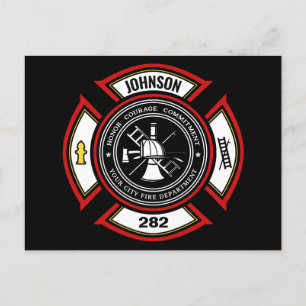 Brandskyddsavdelningen ADD NAMN Firefighter Badge  Vykort