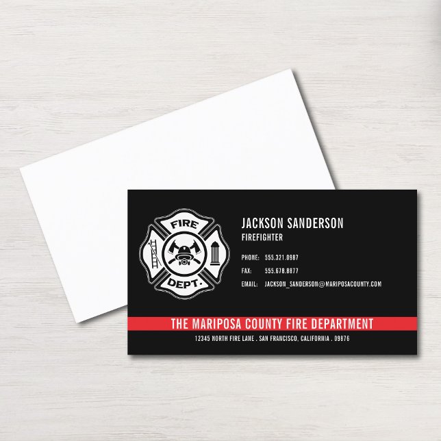 Brandskydsavdelningens anpassade logotyp visitkort (Firefighter Fire Department Custom Logo Business Card)