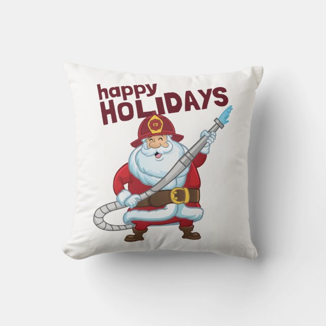 Brandsläckande Jul Jultomten-brandman Kudde (Framsida)