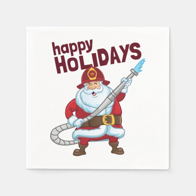 Brandsläckande Jul Jultomten-brandman Pappersservett (Framsidan)