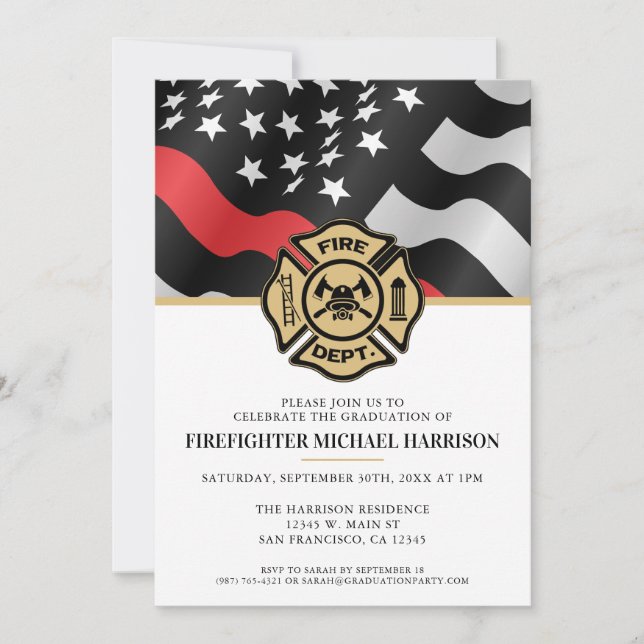 Brandsläckarbrandsakademin Fireman Studentfest Inbjudningar (Framsida)