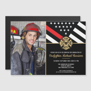 Brandsläckarbrandsakademin Studenten Fireman Photo Magnetisk Inbjudningskort