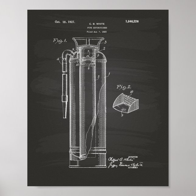 Brandsläckare 1927 Patent Art - Chalkboard Poster (Framsidan)