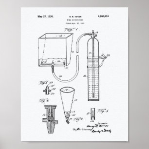 Brandsläckare 1930 Patent Art - vit Papper Poster