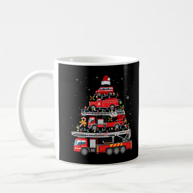 Brandsläckare Fire Lastbil Julgran Ljus Santa Kaffemugg (Vänster)