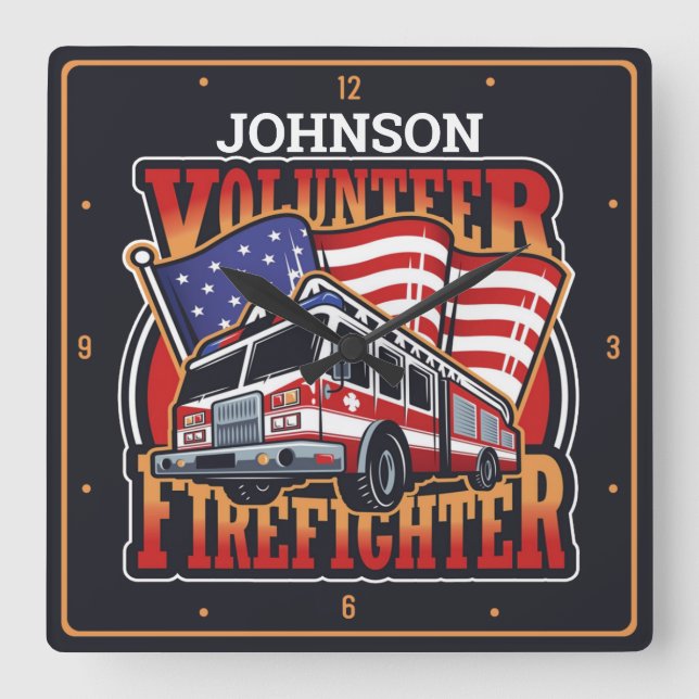 Brandsläckare för brandsläckare i NAMN USA flagga Fyrkantig Klocka (Framsida)