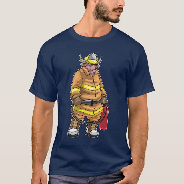 Brandsläckare för Bull Firefighter T Shirt (Framsida)