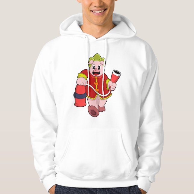 Brandsläckare i gris hoodie (Framsida)