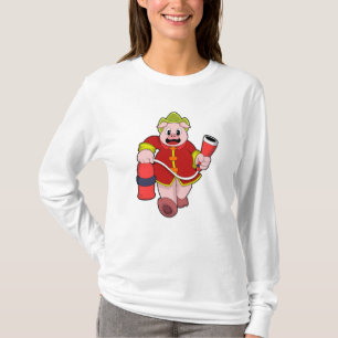 Brandsläckare i gris t shirt