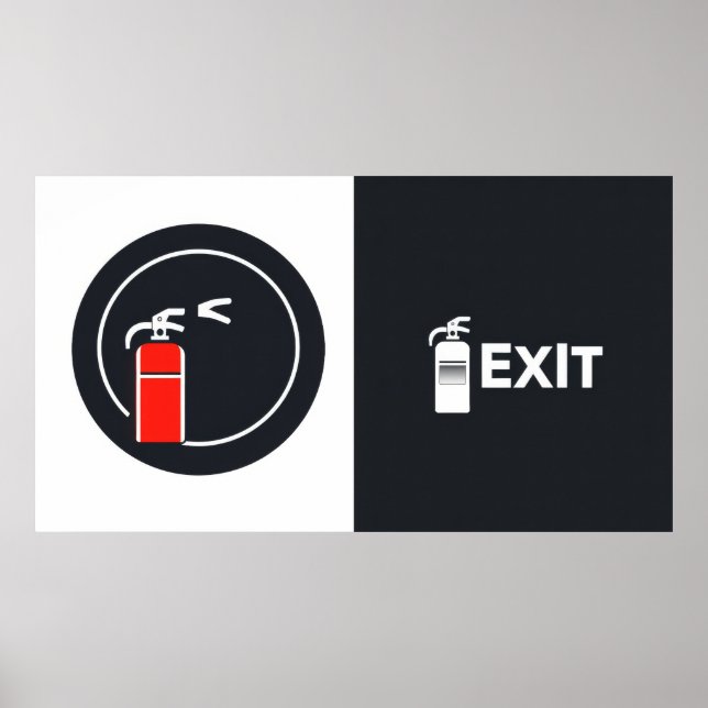 Brandsläckare med utgångsskylt  poster (Framsidan)