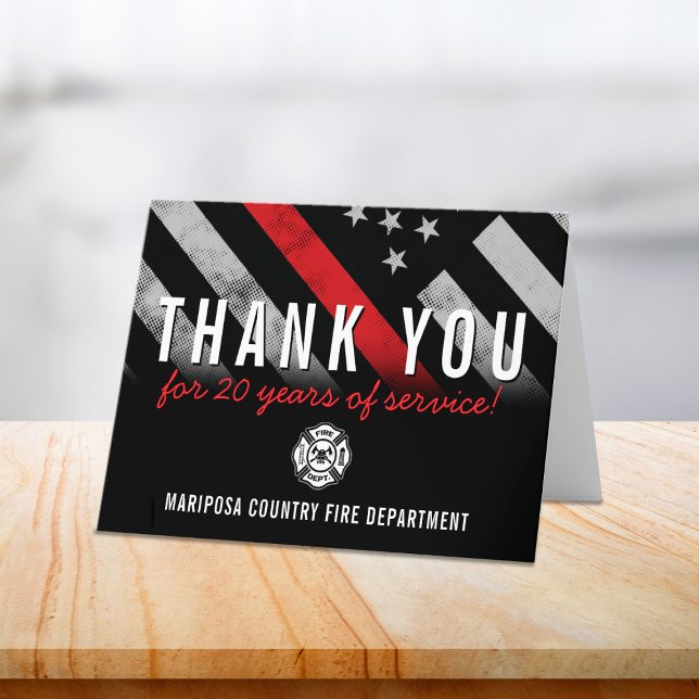Brandsläckningsavdelningen 20-årsdagen tack kort (Firefighter Fire Department 20 Year Anniversary Thank You Card)