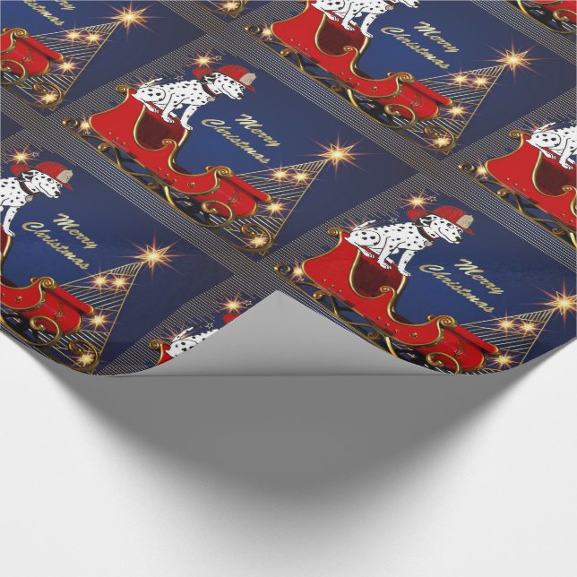 Brandsläckningsbrand i Hund vid Santa Sled Julgran Presentpapper (Hörn)