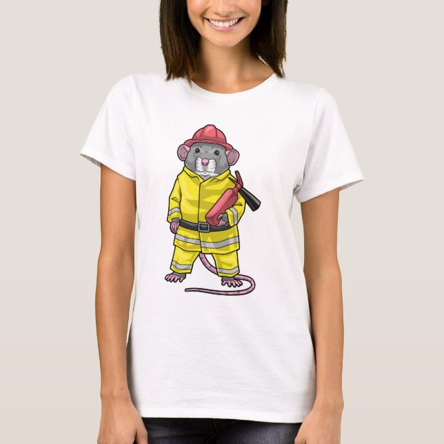 Brandsläckningsbrandsläckare i råtta t shirt (Framsida)