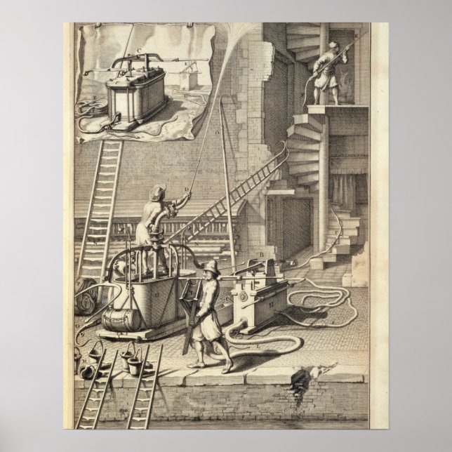 Brandsläckningsmaskiner från bok om brandbekämpnin poster (Framsidan)