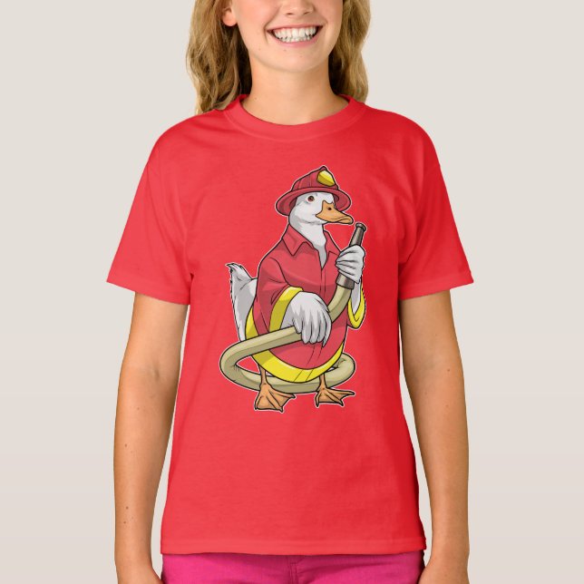 Brandsläckningsslangen för anka brandsläckare t shirt (Framsida)